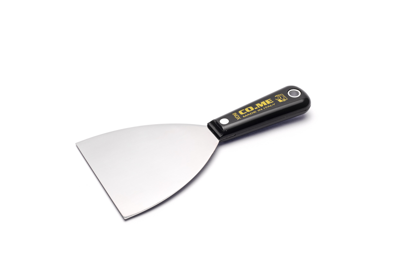 10542-W Metal Spatula, 8 x 3, Rounded Edges, White Handle